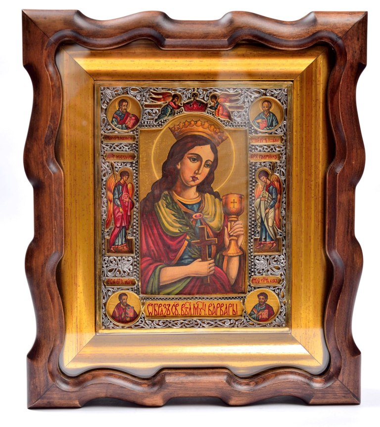 Подарочная икона "Святая Великомученица Варвара" в серебре