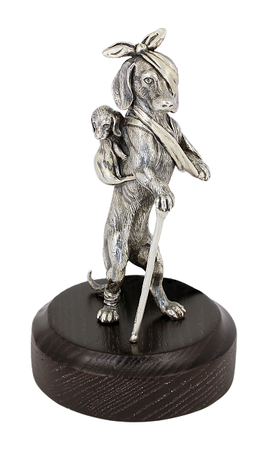 Серебряная статуэтка "Собачка с детёнышем"