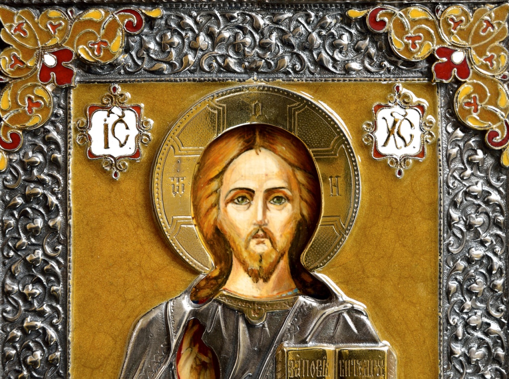 Подарочная икона "Иисус Христос" в серебряном окладе