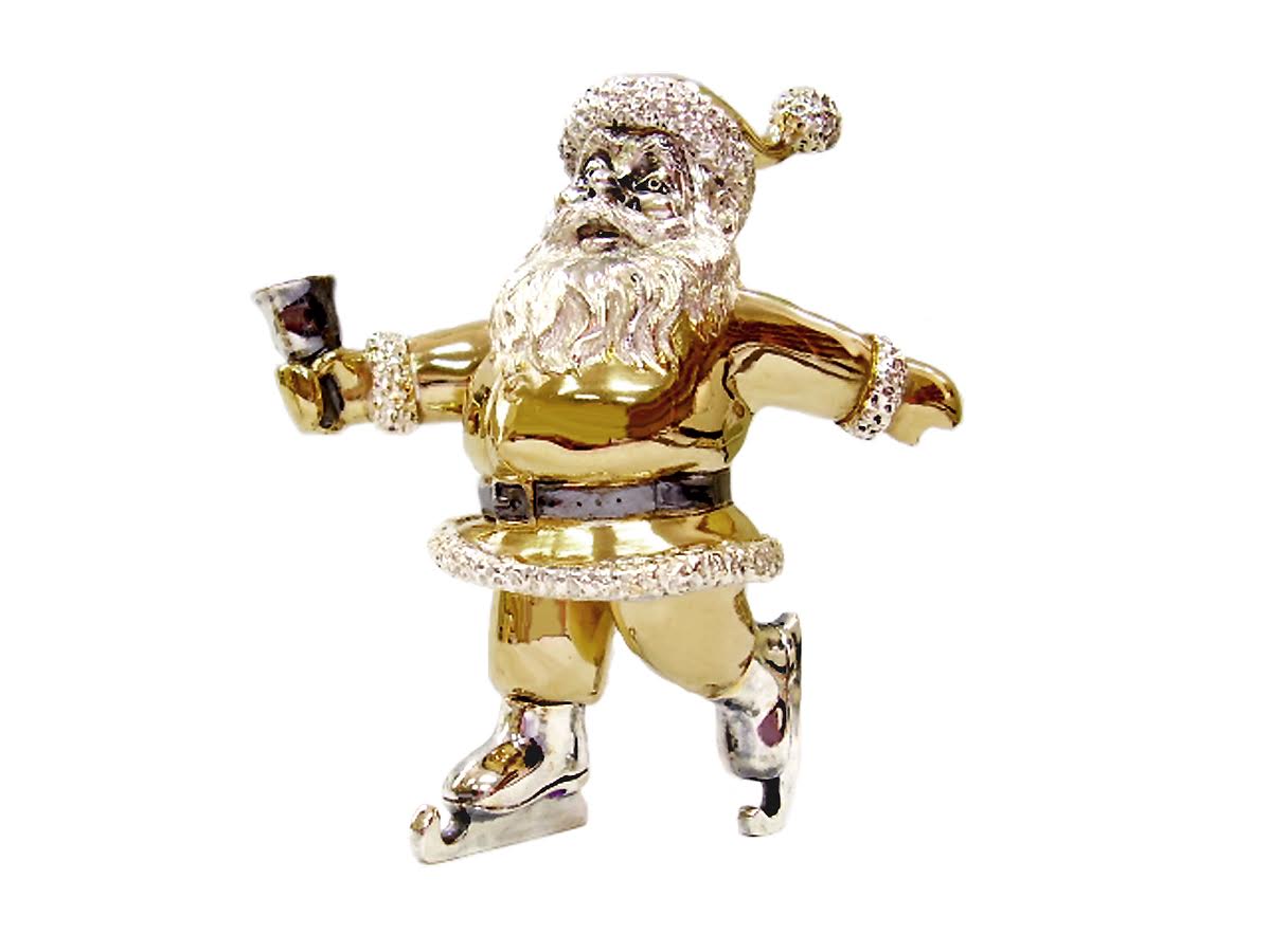 Серебряная статуэтка "Санта на коньках"