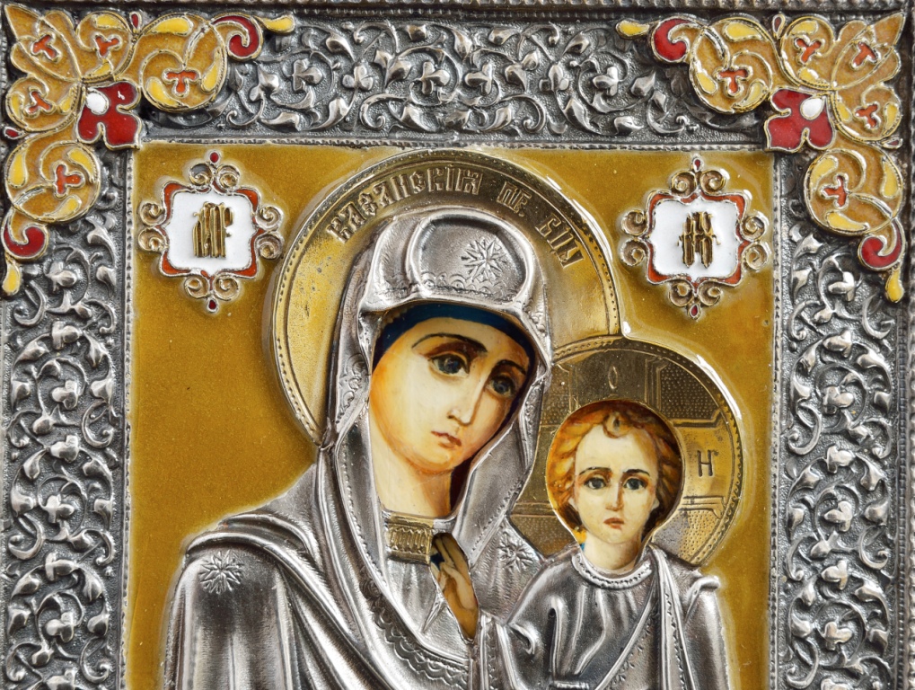 Подарочная икона "Дева Мария" в серебре