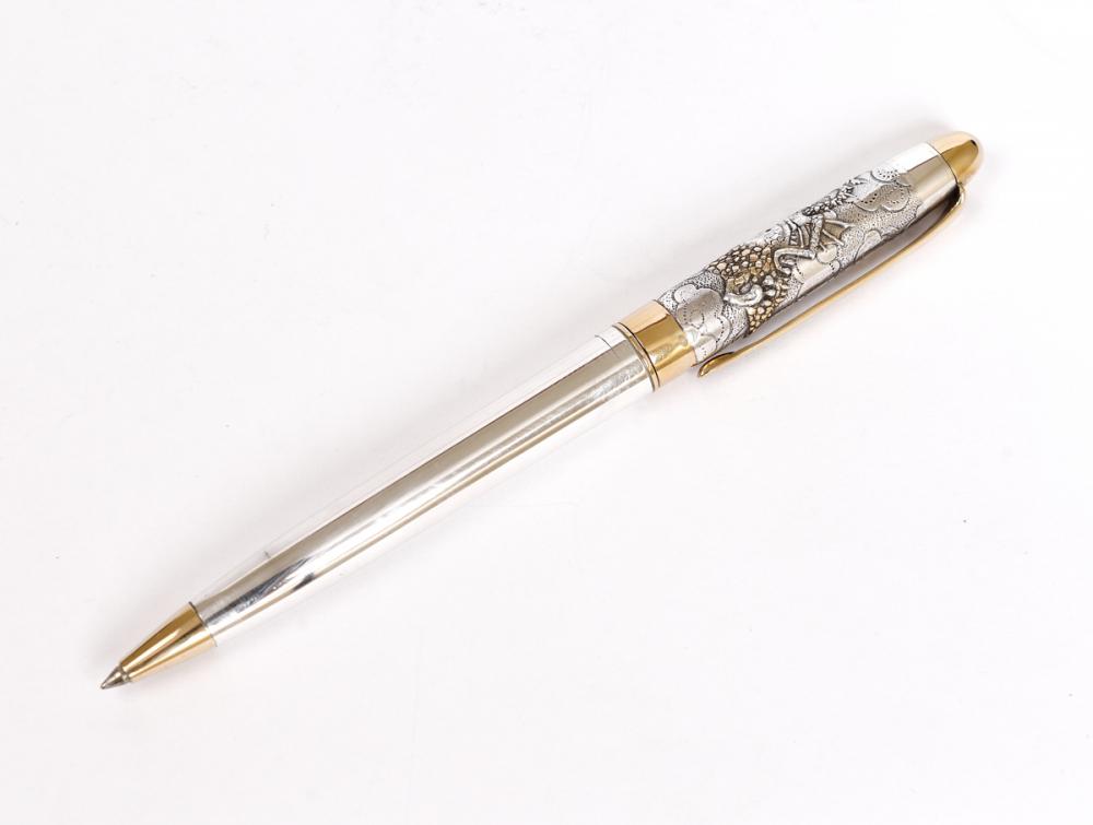 Подарочная ручка "Дракон" из серебра 
