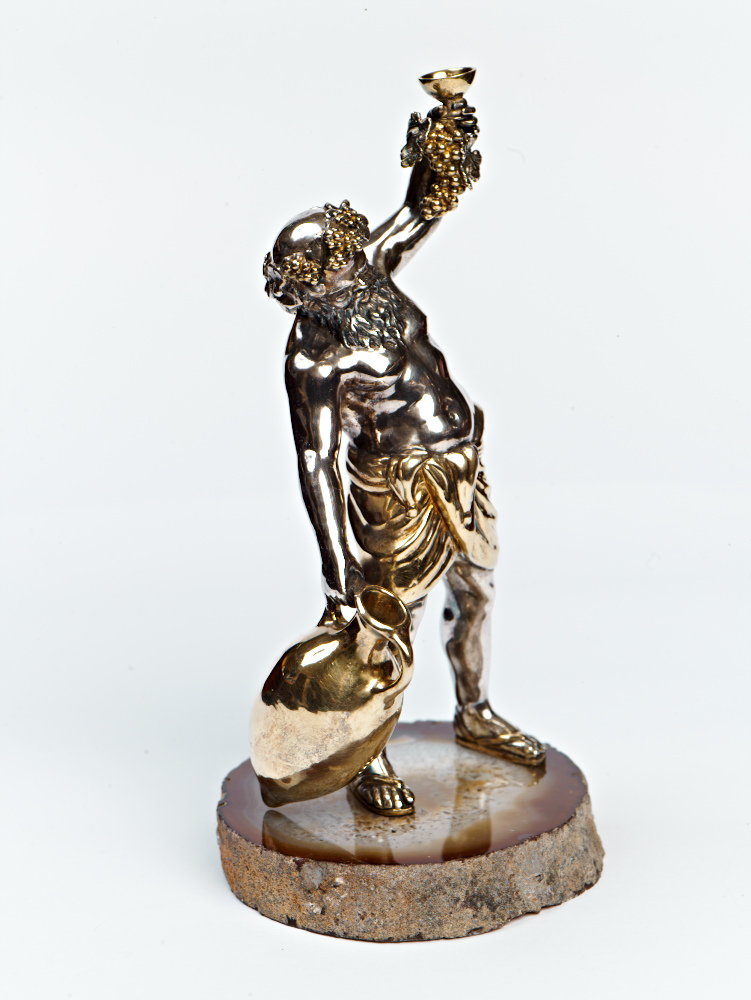 Серебряная статуэтка "Бахус" - основание агат