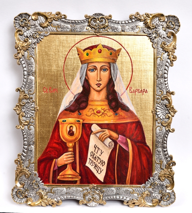 Подарочная икона "Святая Варвара" в серебре