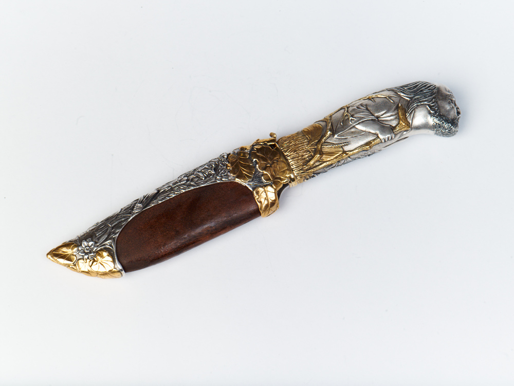 Подарочный нож "Леший" - серебро, позолота