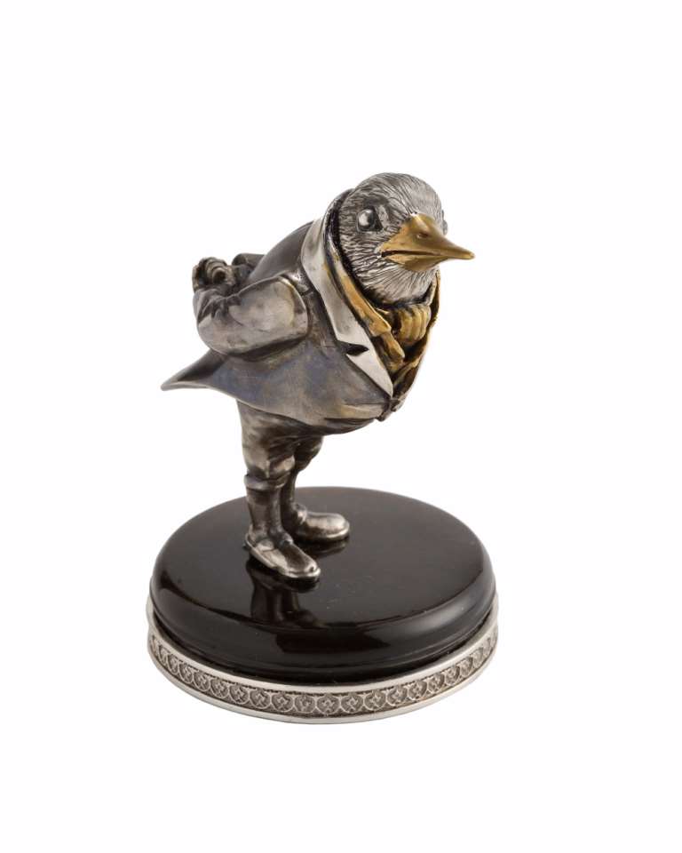 Серебряная статуэтка на янтарной подставке "Птах" 