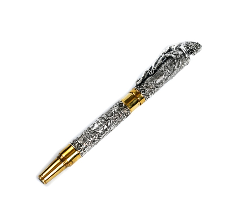 Ручка "Лев" - серебро с диамантом