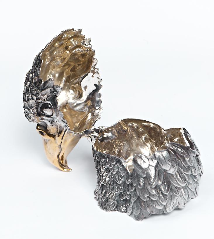 Серебряная шкатулка с крышкой "Орел"