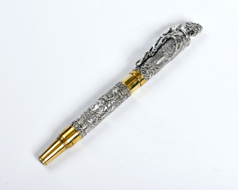 Подарочная ручка "Лев". Серебро. Позолота. Эксклюзив. 