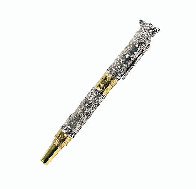 Ручка Кабан с изумрудом или сапфиром
