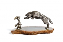 Серебряная композиция "Волк и заяц"