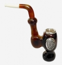 Фото - Курительная трубка из янтаря и серебра  2218я