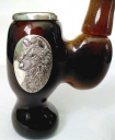 Фото - Курительная трубка из янтаря и серебра  2218я